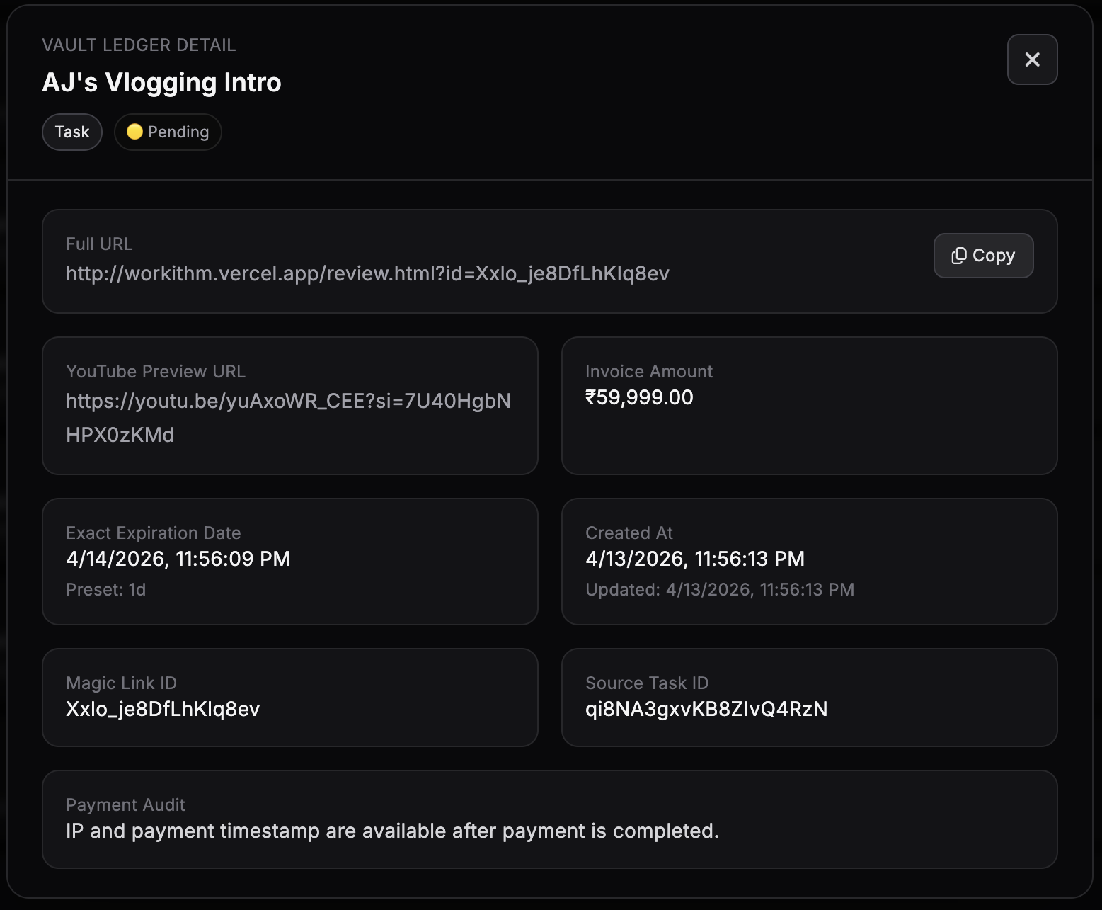 Audit and dispute protection preview